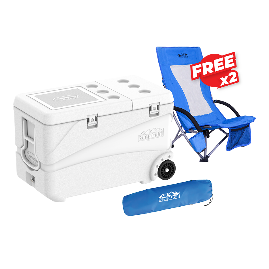 COMBO OFFER 102L KeepCold Deluxe Icebox with Sand Gazelle Camping Chair X2