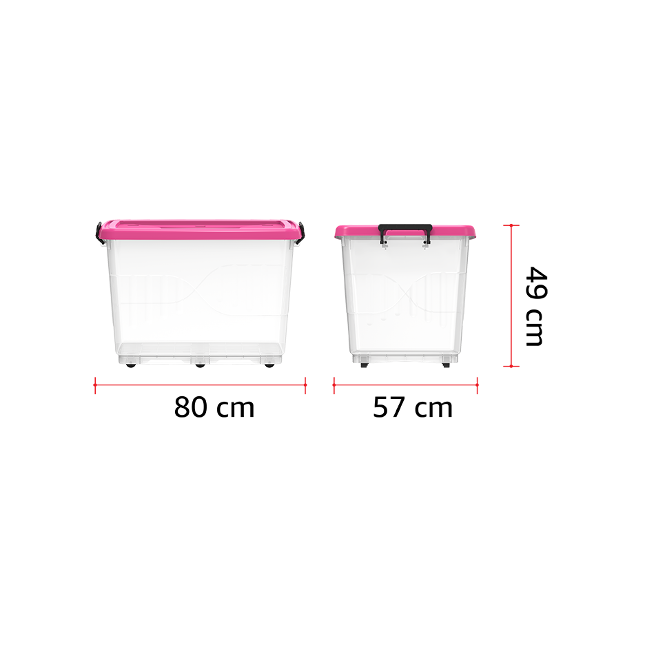 132L Clear Plastic Storage Box with Wheels & Lockable Lid