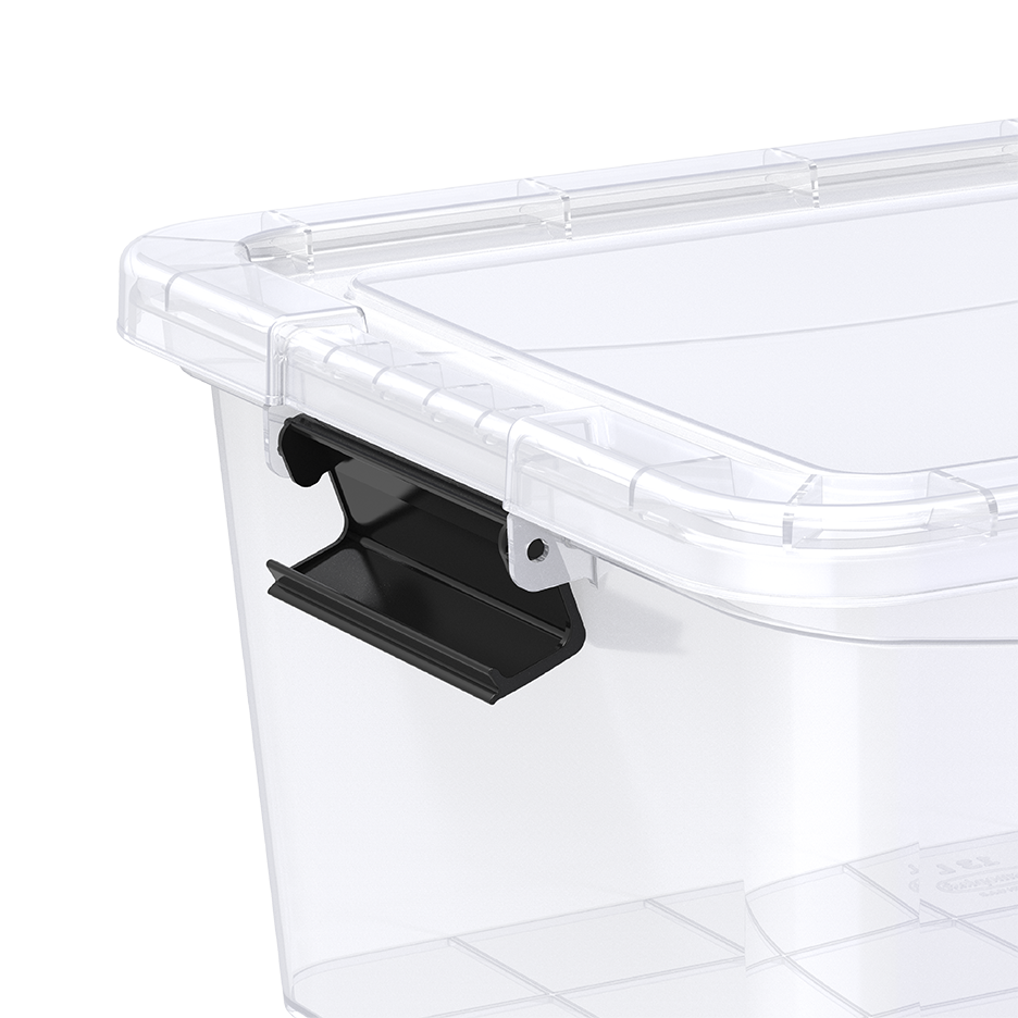 Set of 5, 8, 13, 20 Liters Clear Plastic Storage Boxes with Lockable Lids