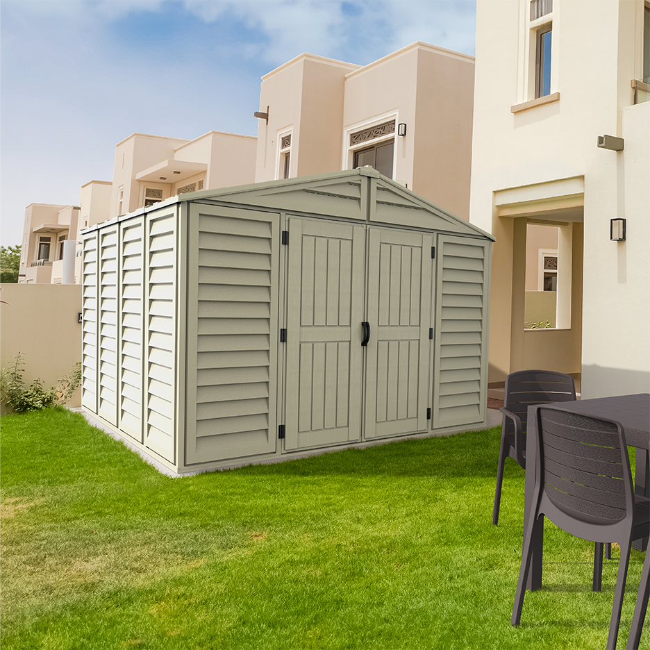 WoodBridge 10.5x13ft (4 m x 3.1 m) Garden Storage Shed with FREE Shelving Rack 4