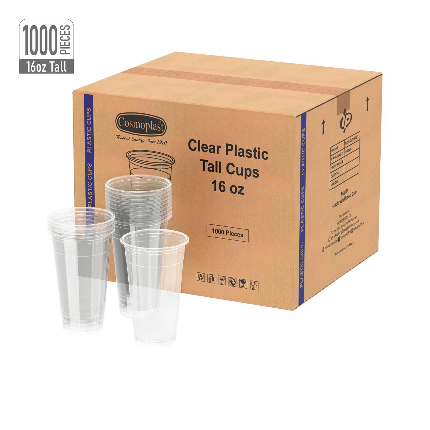 16 oz Clear Plastic Tall Cups