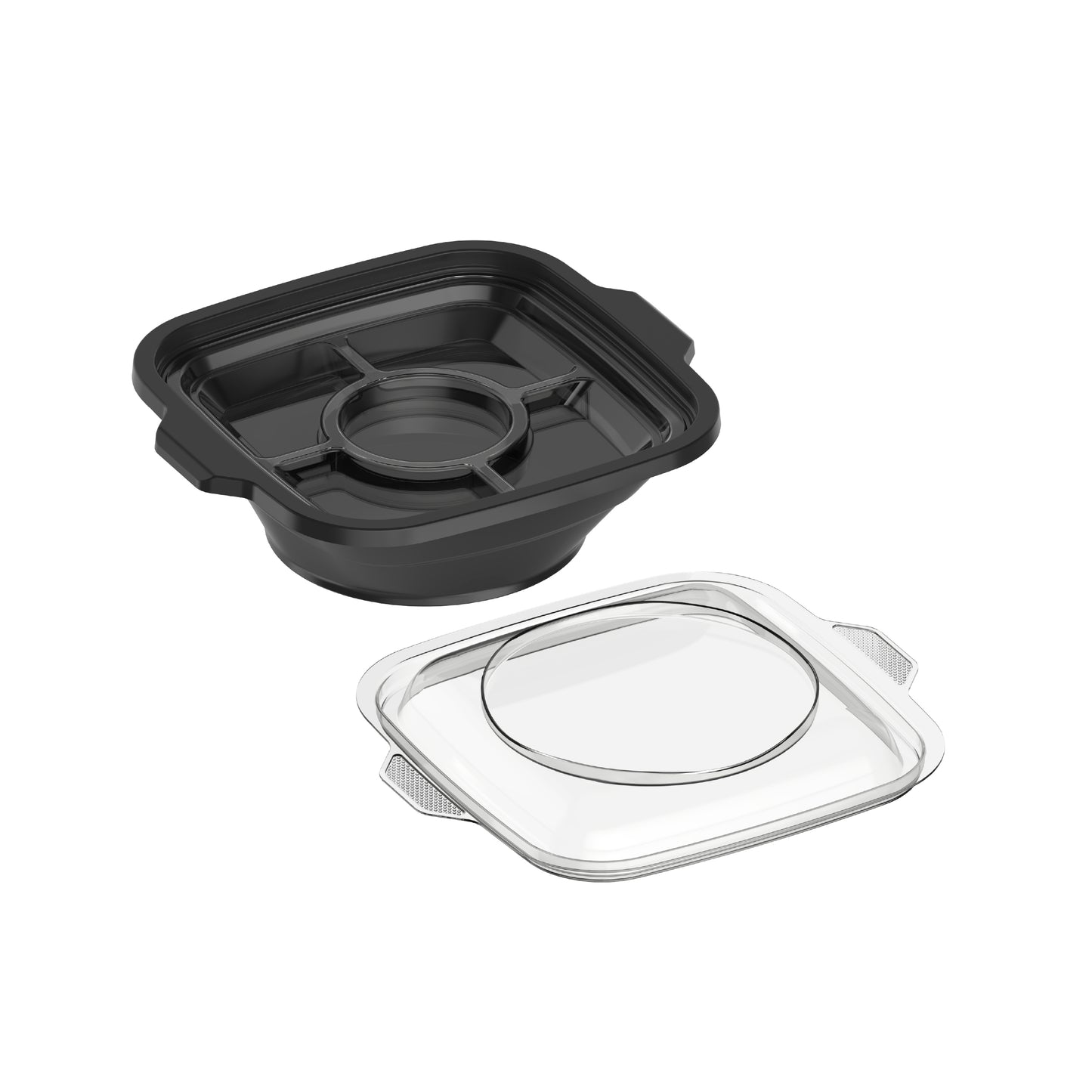 24 oz Pack of 10 Square Microwave Bowls with Clear Lids