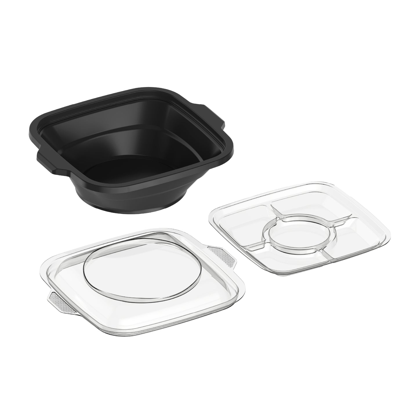 24 oz Pack of 10 Square Microwave Bowls with Clear Lids