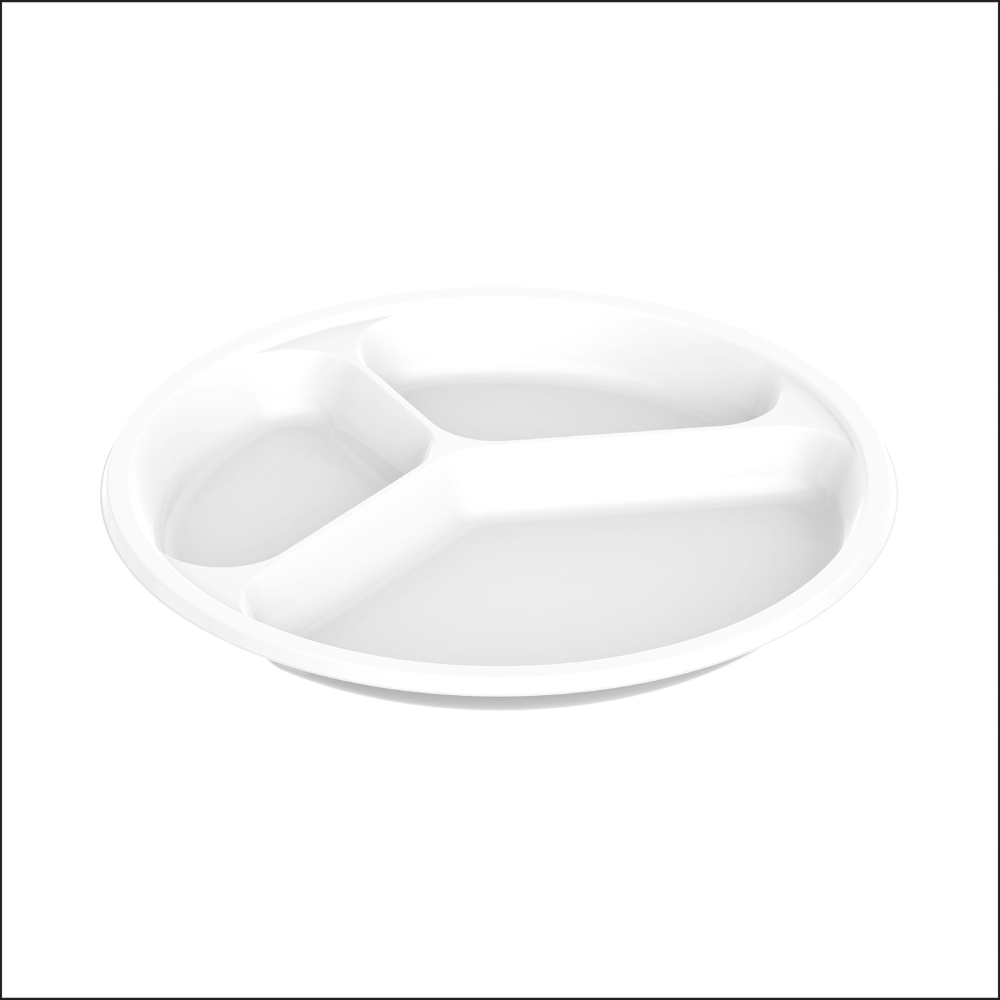 3 Compartments Pack of 25 White 26 cm Plastic Plates