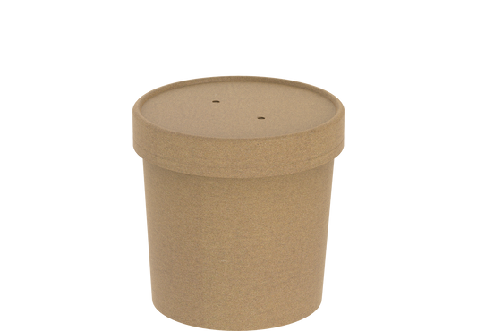 26 oz Pack of 20 Brown Kraft Soup Containers with Lids