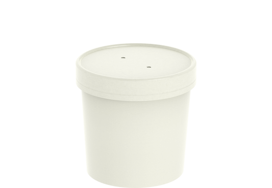 26 oz Pack of 20 White Kraft Soup Containers with Lids