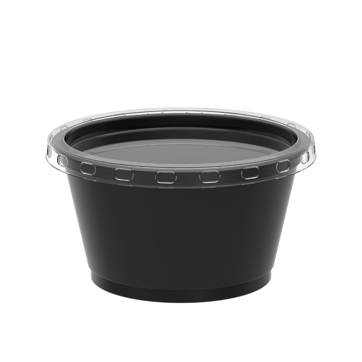 3.25 oz Black Sauce Cups with Clear Lids