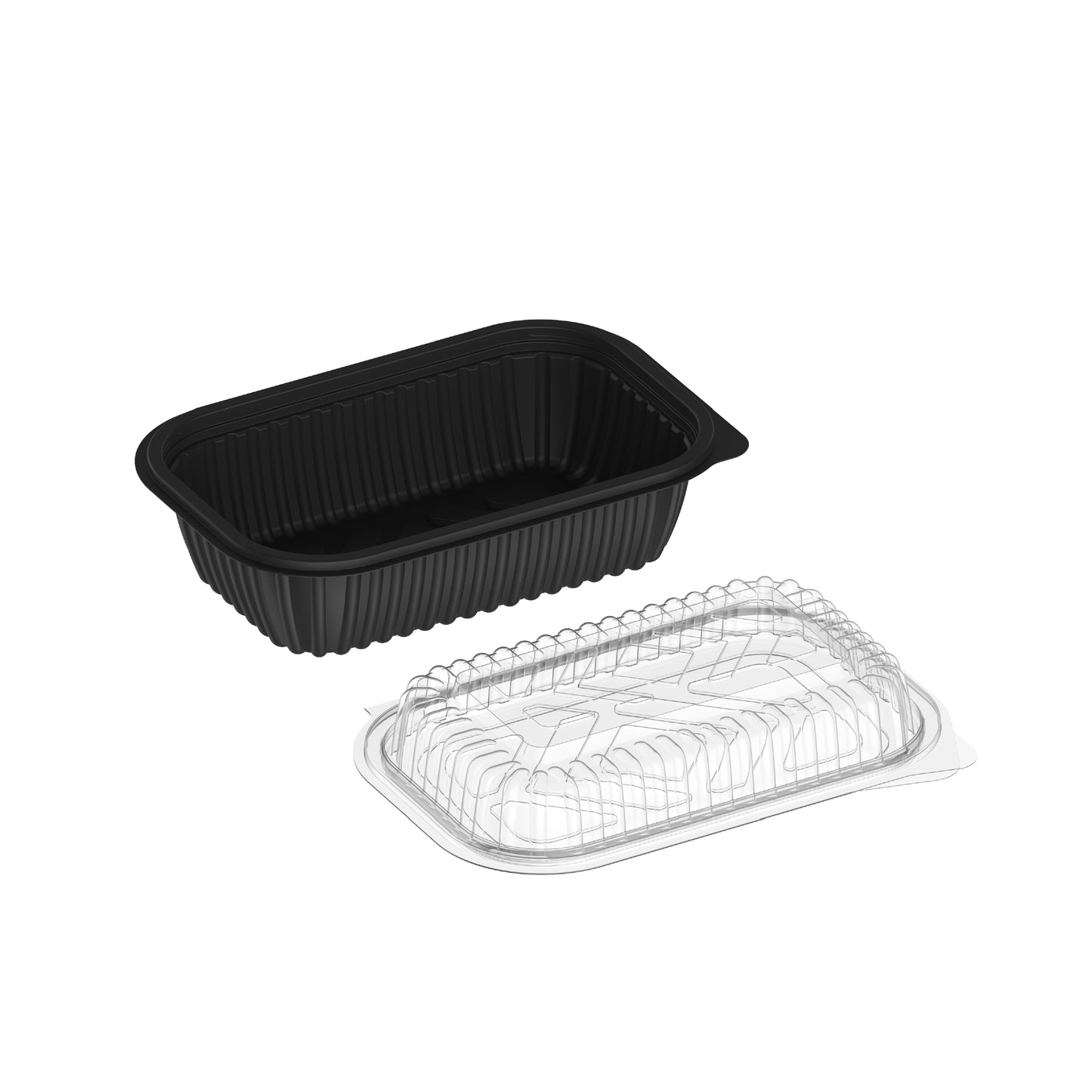 450 ml Pack of 10 Black Lid on Lid Meal Containers with Double Lids