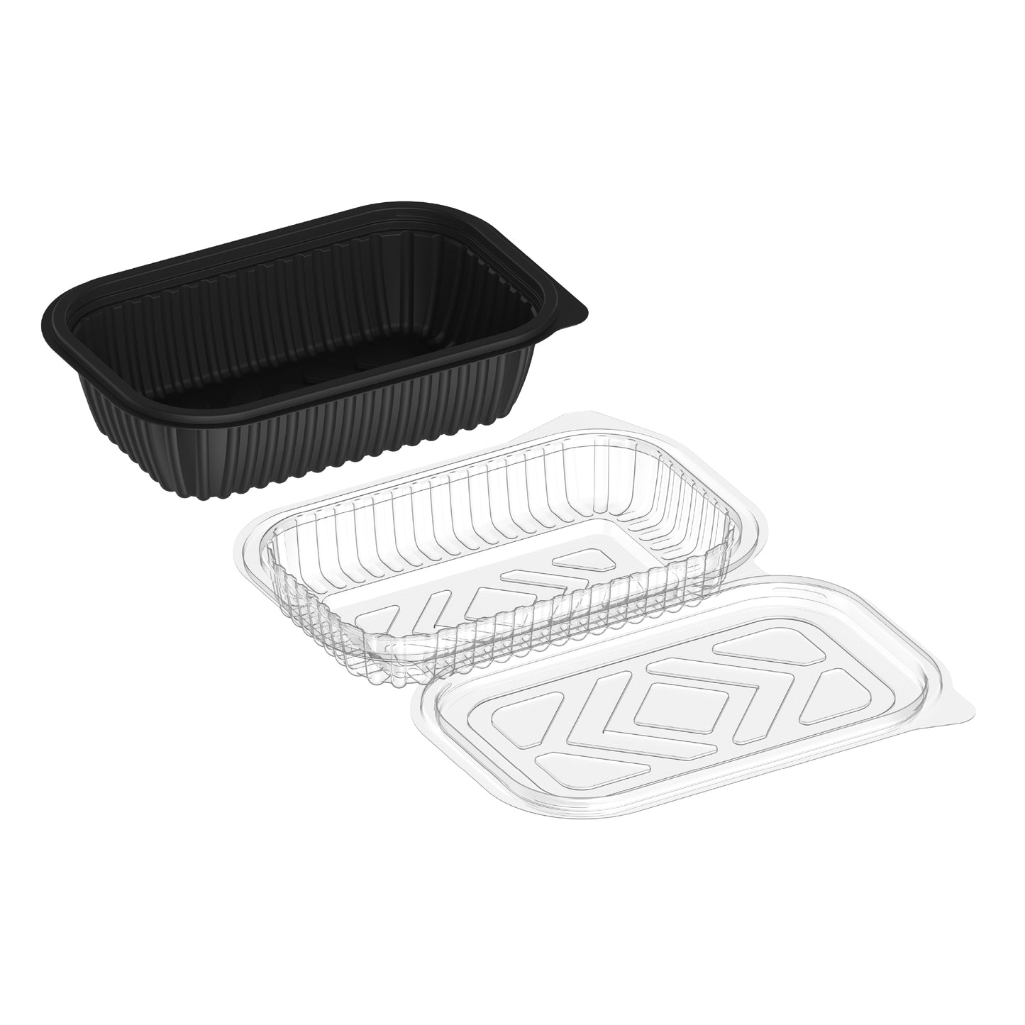 450 ml Pack of 10 Black Lid on Lid Meal Containers with Double Lids