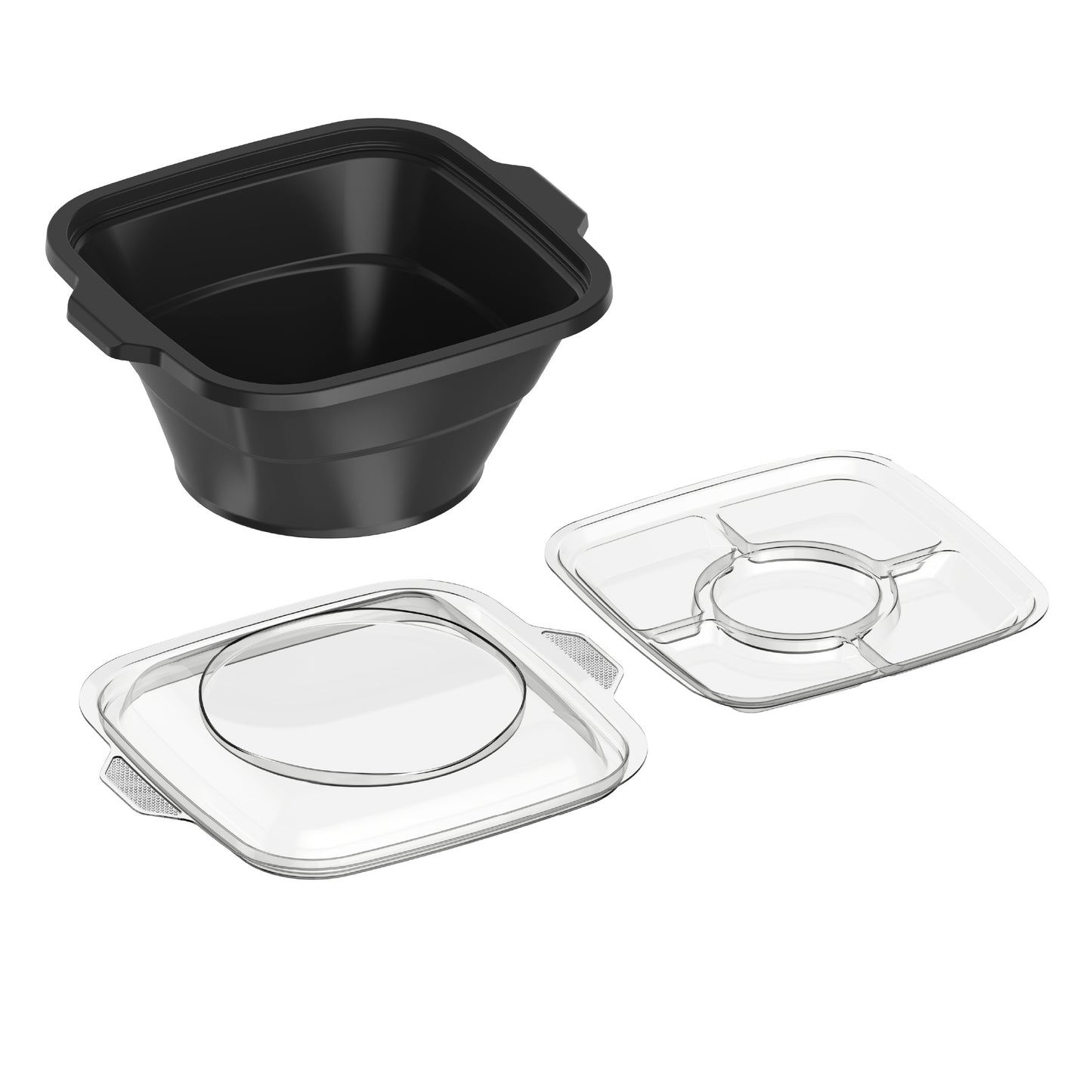 48 oz Pack of 10 Square Microwave Bowls with Clear Lids