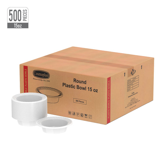15 oz Carton of 500 Plastic Round Bowls