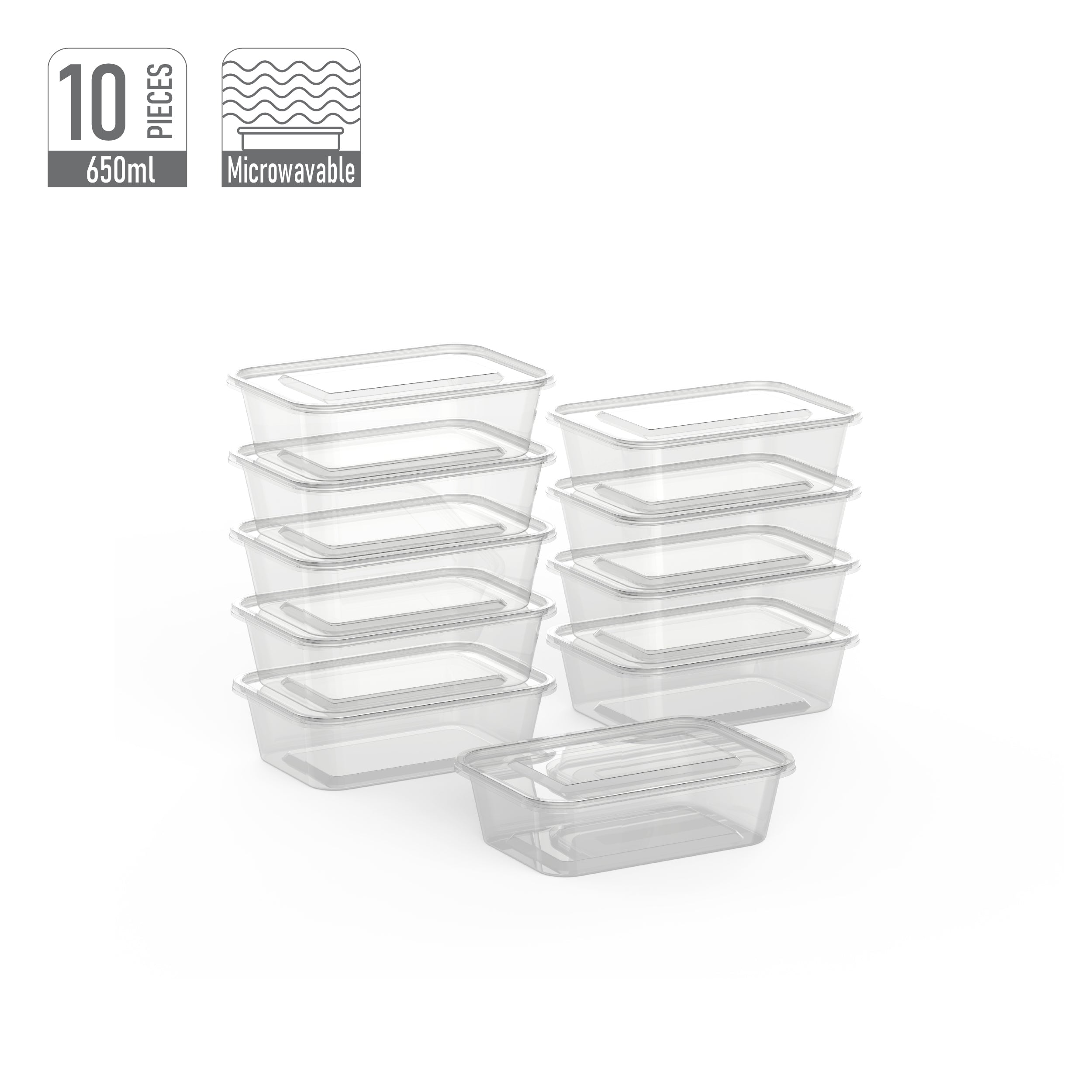 Microwavable Plastic Container Rectangular 650ml – Biz Asia