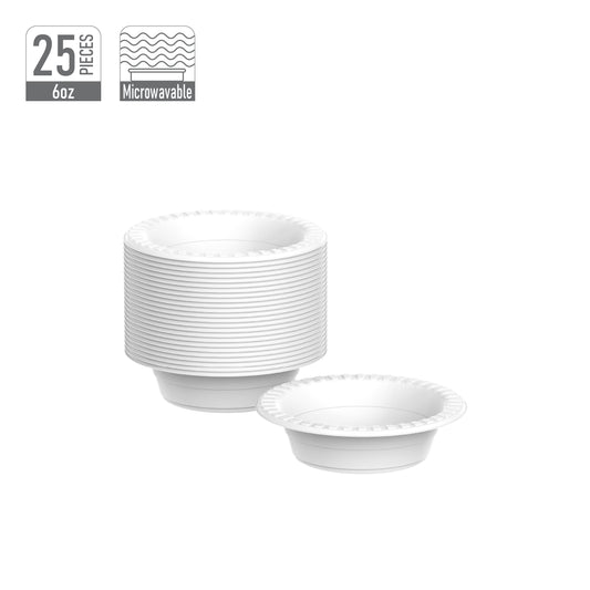 6 oz Pack of 25 Plastic Round Bowls