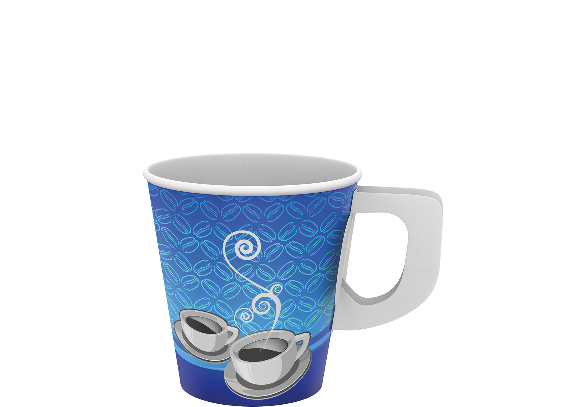 7 oz Printed Paper Coffee Cups with Handle Pack of 50