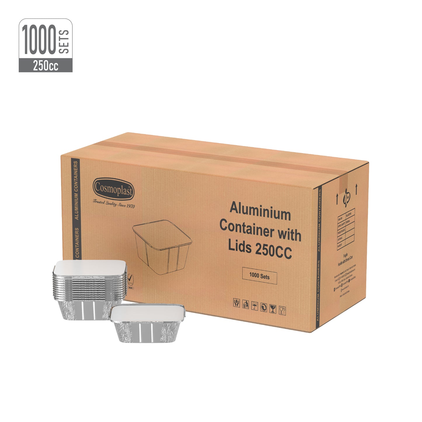Wholesale Aluminium Containers 250 cc- Cosmoplast UAE