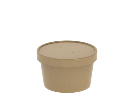 8 oz Pack of 20 Brown Kraft Soup Containers with Lids