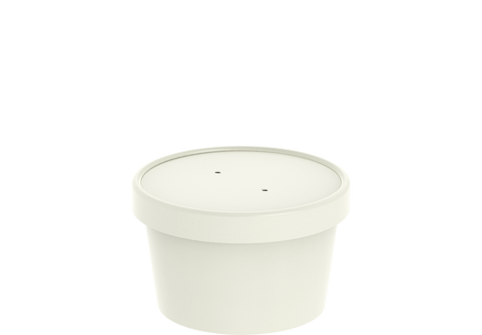 8 oz Pack of 20 White Kraft Soup Containers with Lids