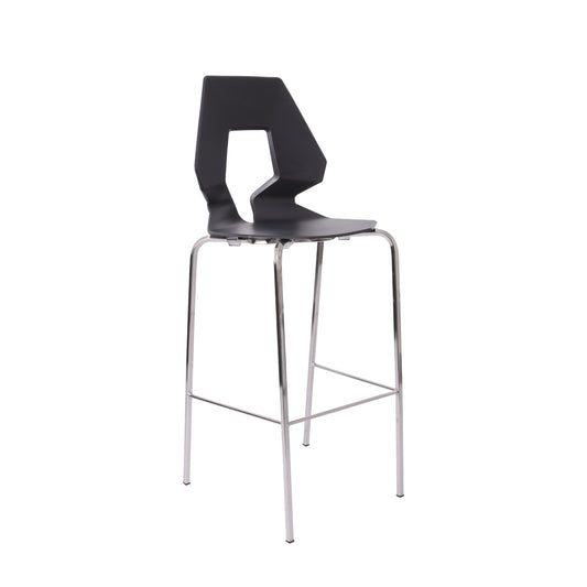 Prodige Bar Stool with Chrome Legs, Black