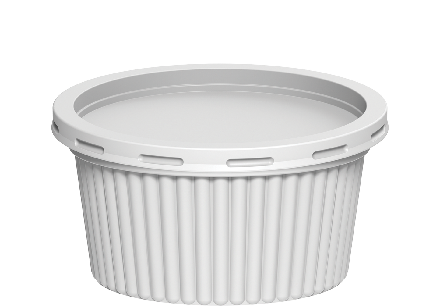 350 ml Pack of 20 Plastic White Ribbed Catering Containers with White Lids