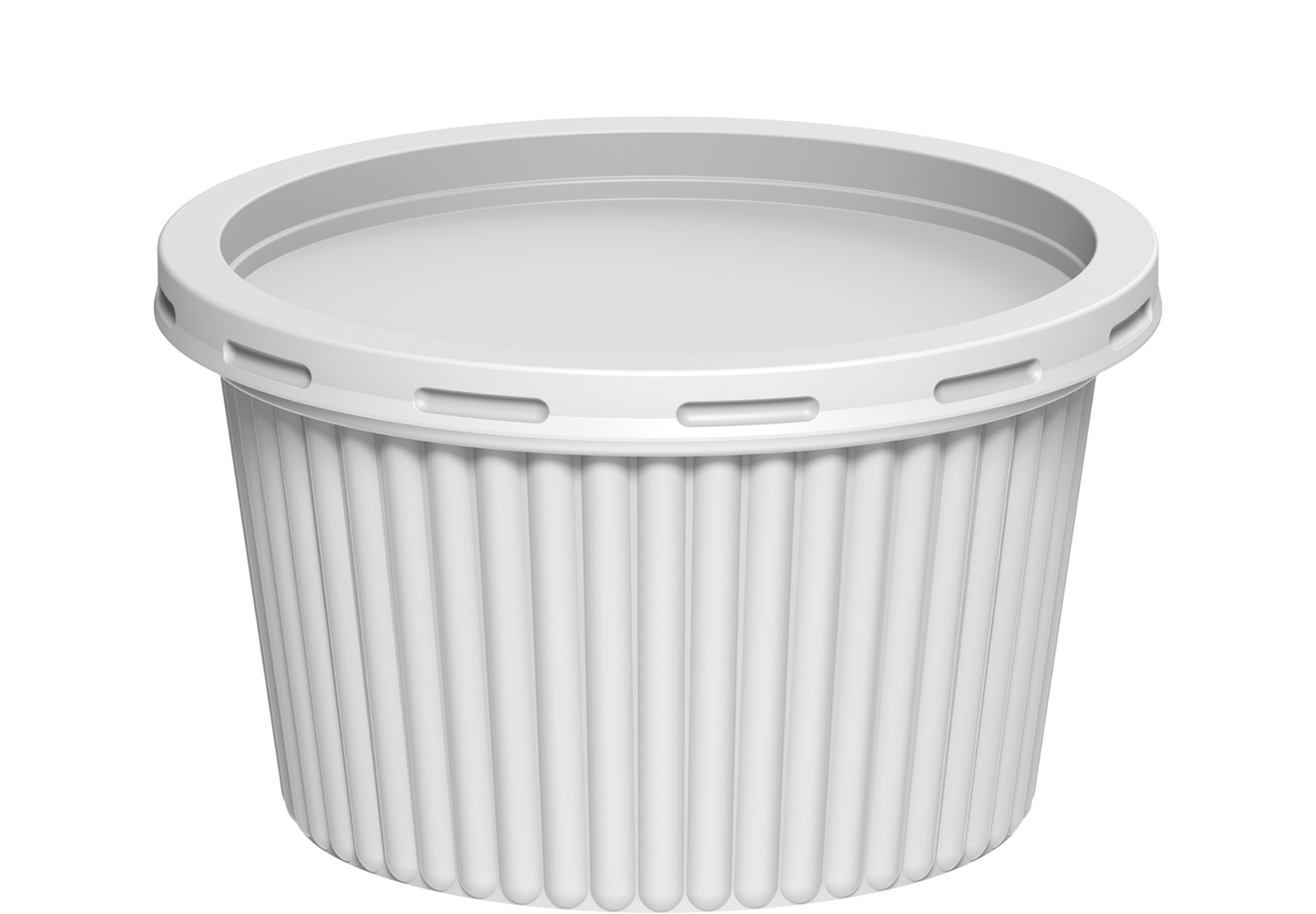 400 ml Pack of 20 Plastic White Ribbed Catering Containers with White Lids