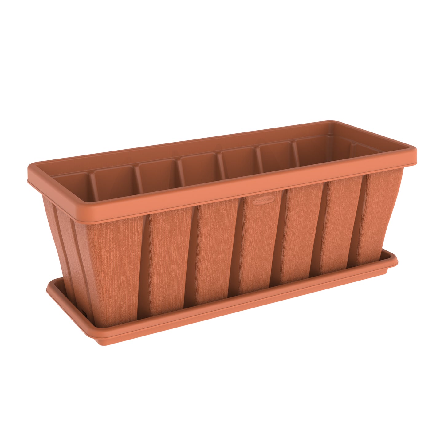 Cosmoplast 36" Cedargrain Rectangular Planter with Tray
