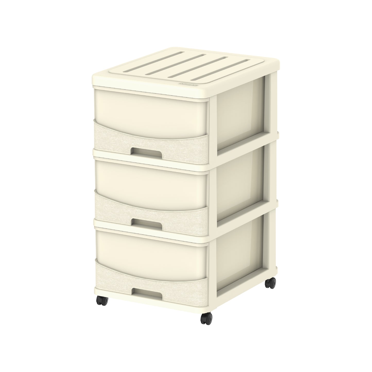 3 Tiers Storage Cabinet with Drawers & Wheels