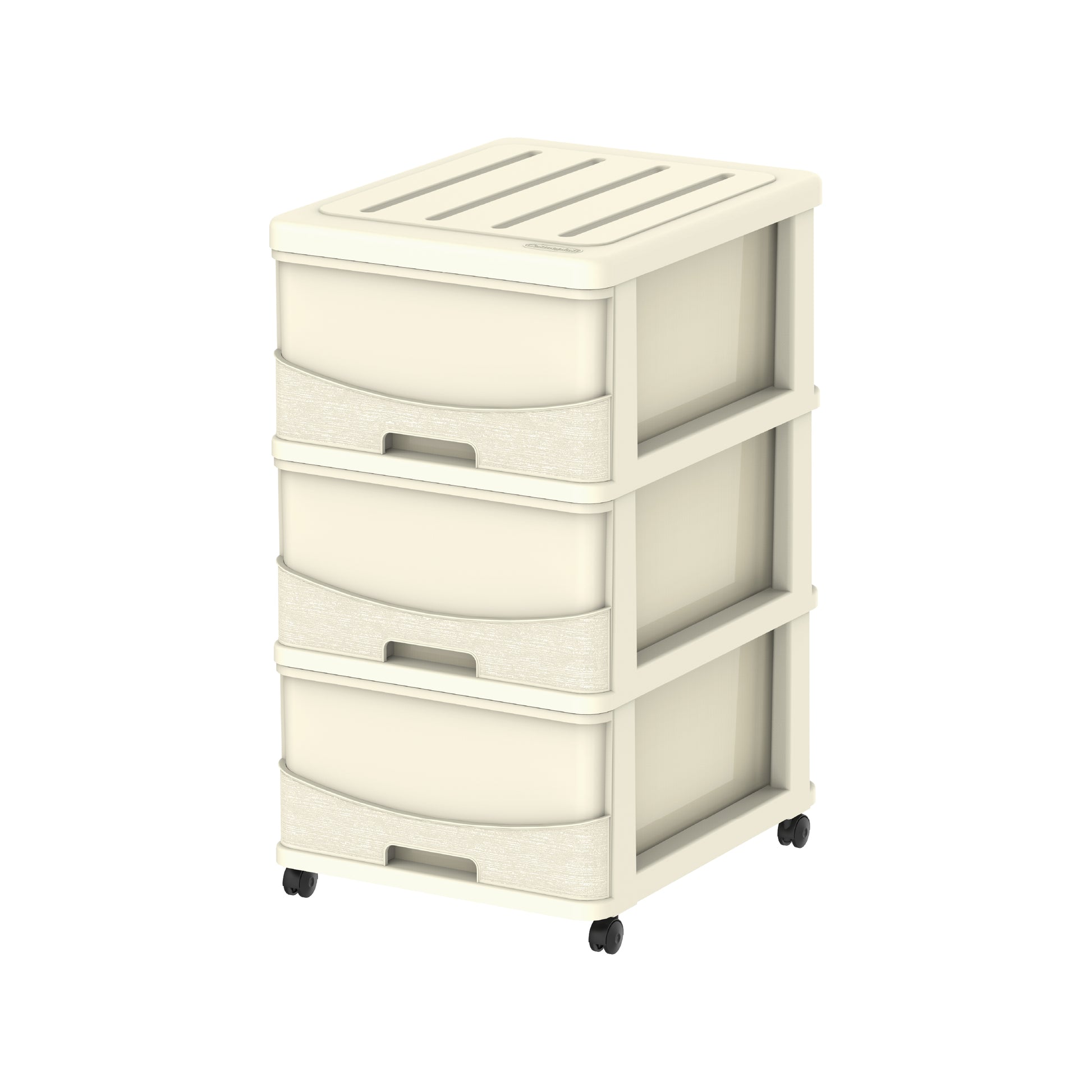 3 Tiers Storage Cabinet with Drawers & Wheels