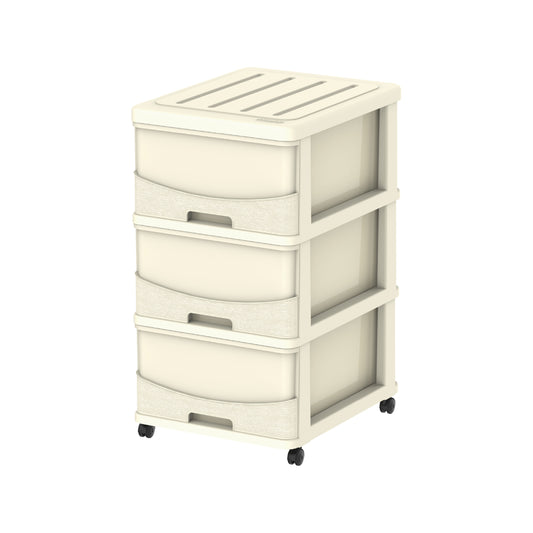 3 Tiers Storage Cabinet with Drawers & Wheels