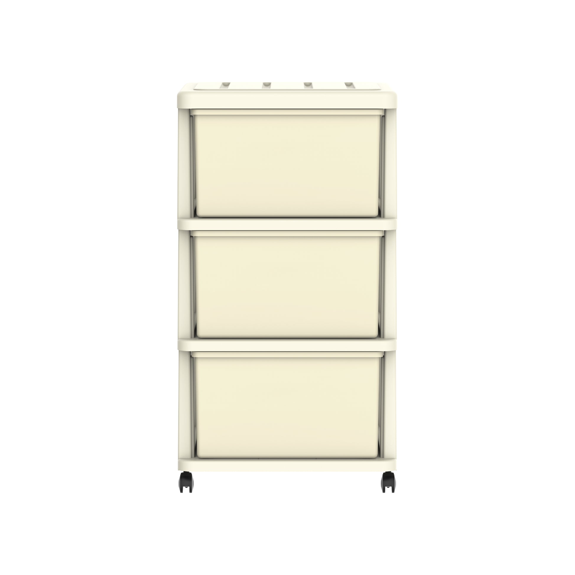 3 Tiers Storage Cabinet with Drawers & Wheels