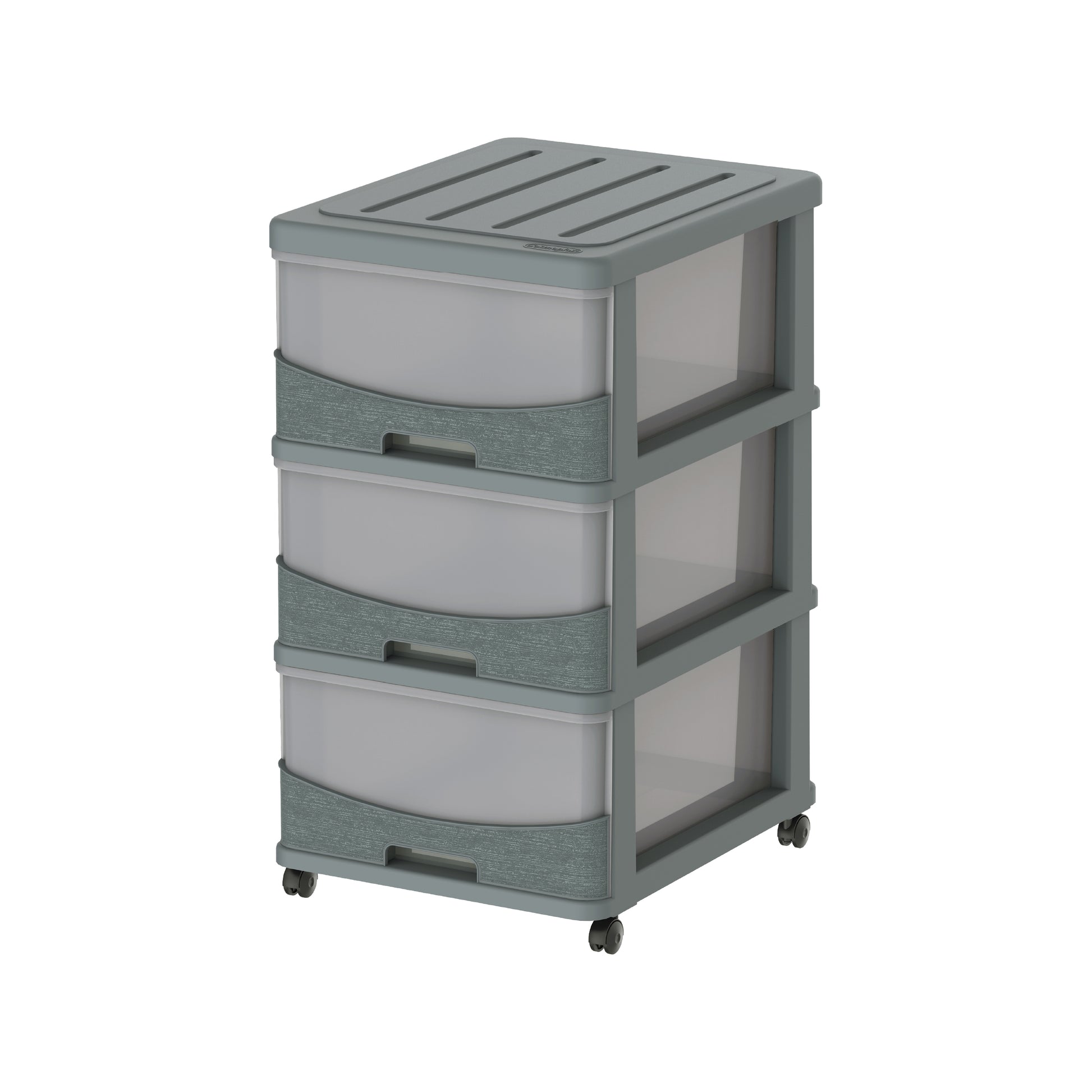 3 Tiers Storage Cabinet with Drawers & Wheels