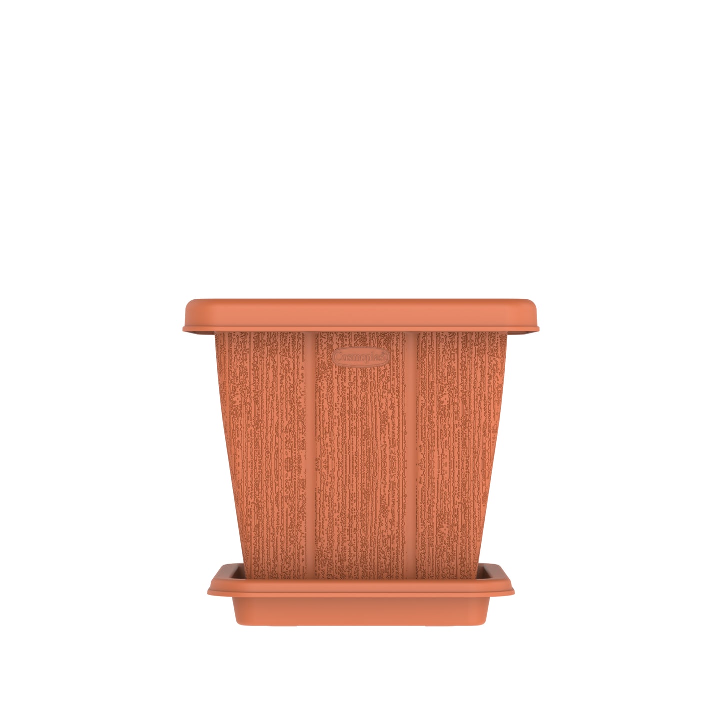 Cosmoplast 10L Cedargrain Square Planter with Tray