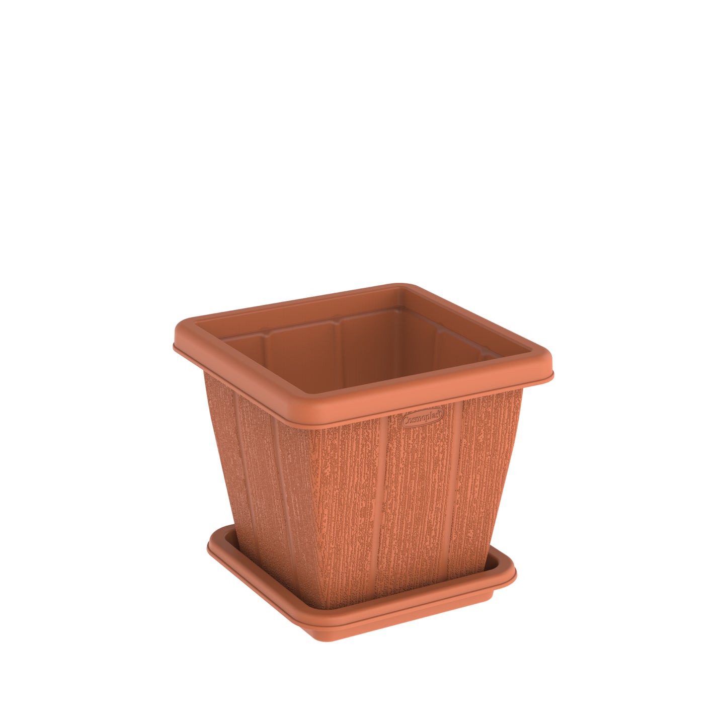 Cosmoplast 10L Cedargrain Square Planter with Tray