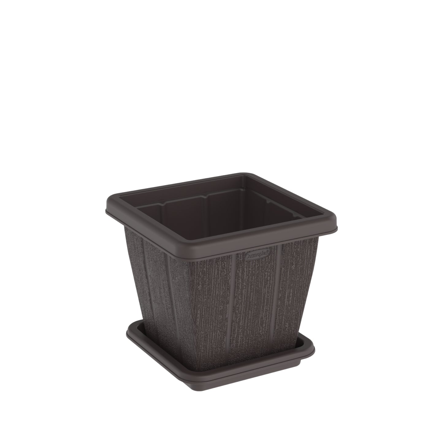 Cosmoplast 10L Cedargrain Square Planter with Tray