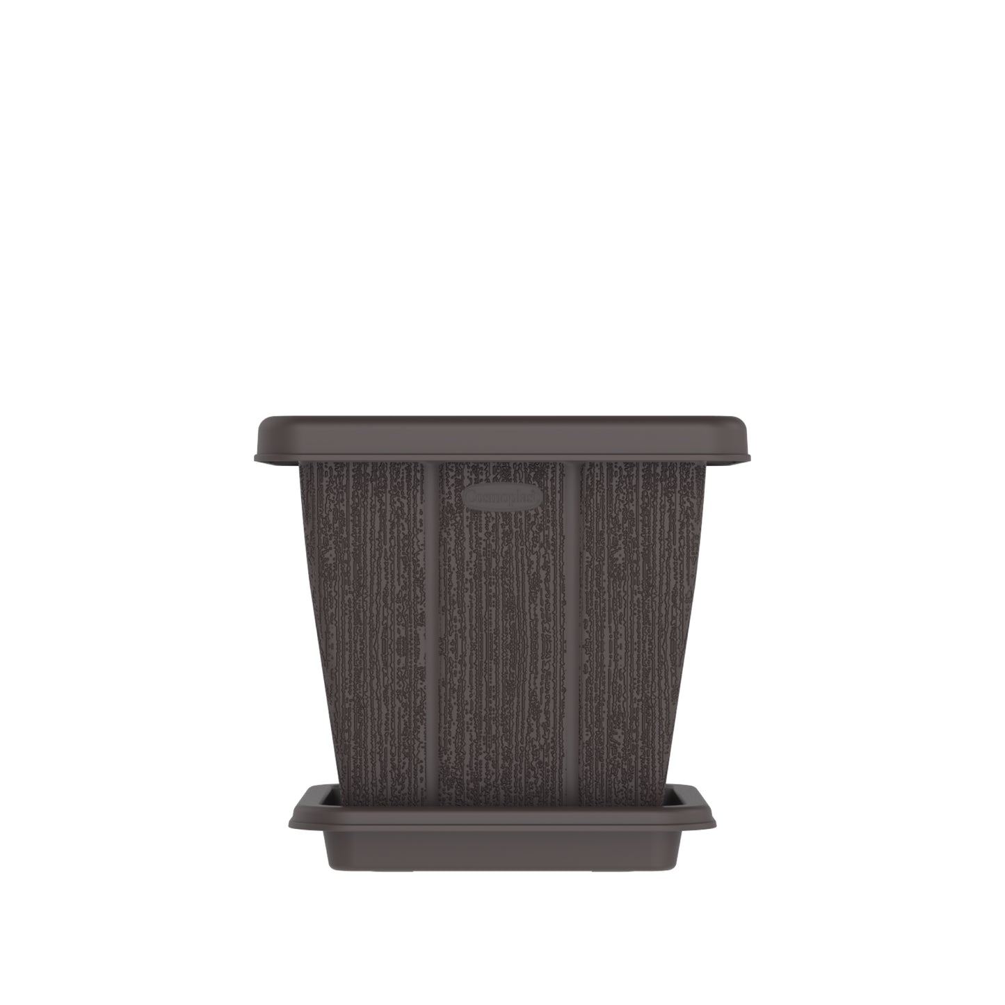 Cosmoplast 10L Cedargrain Square Planter with Tray