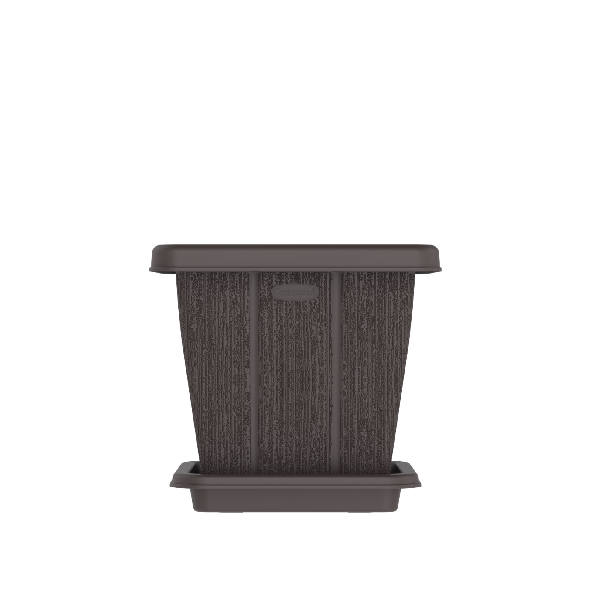 Cosmoplast 10L Cedargrain Square Planter with Tray