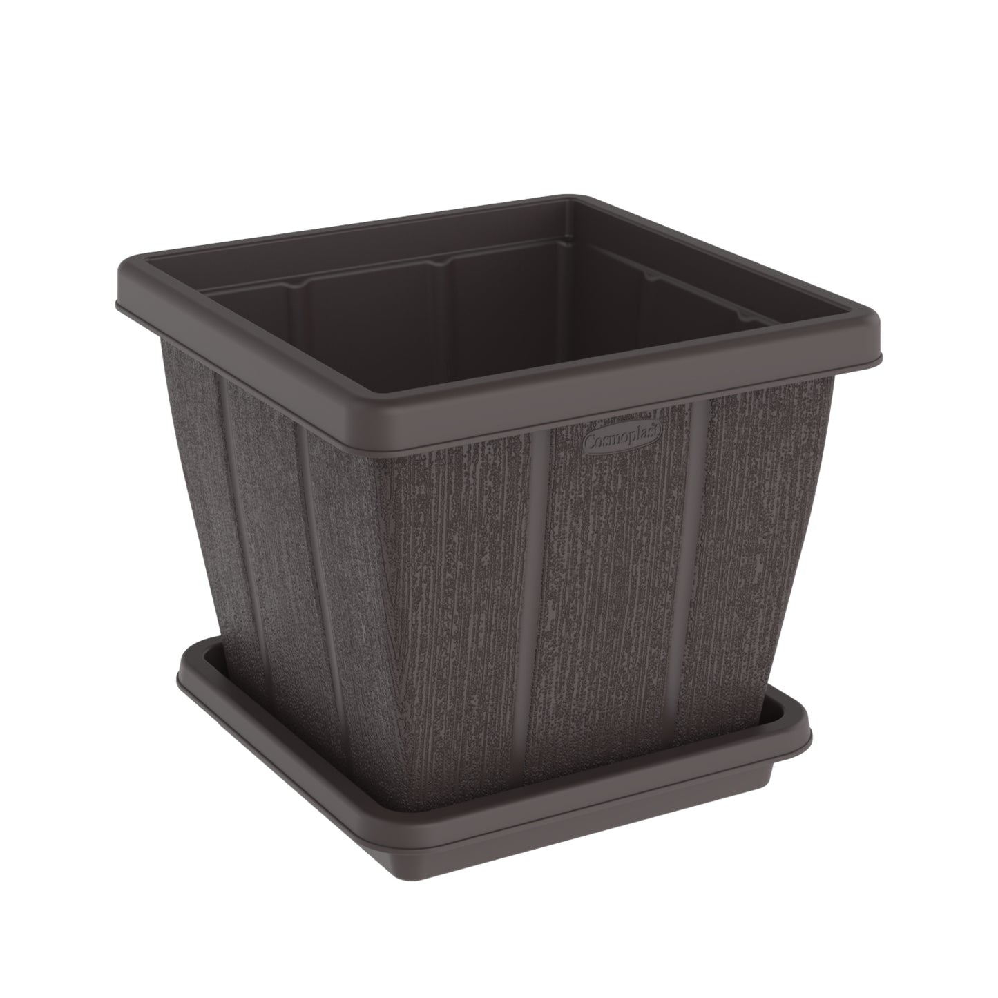 Cosmoplast UAE 30L Cedargrain Square Planter with Tray
