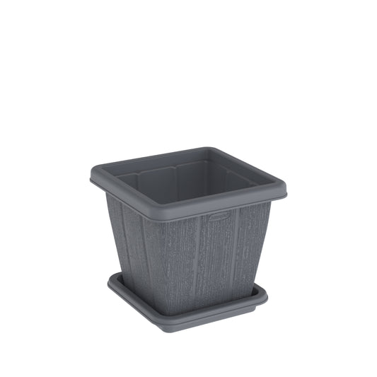Cosmoplast 10L Cedargrain Square Planter with Tray