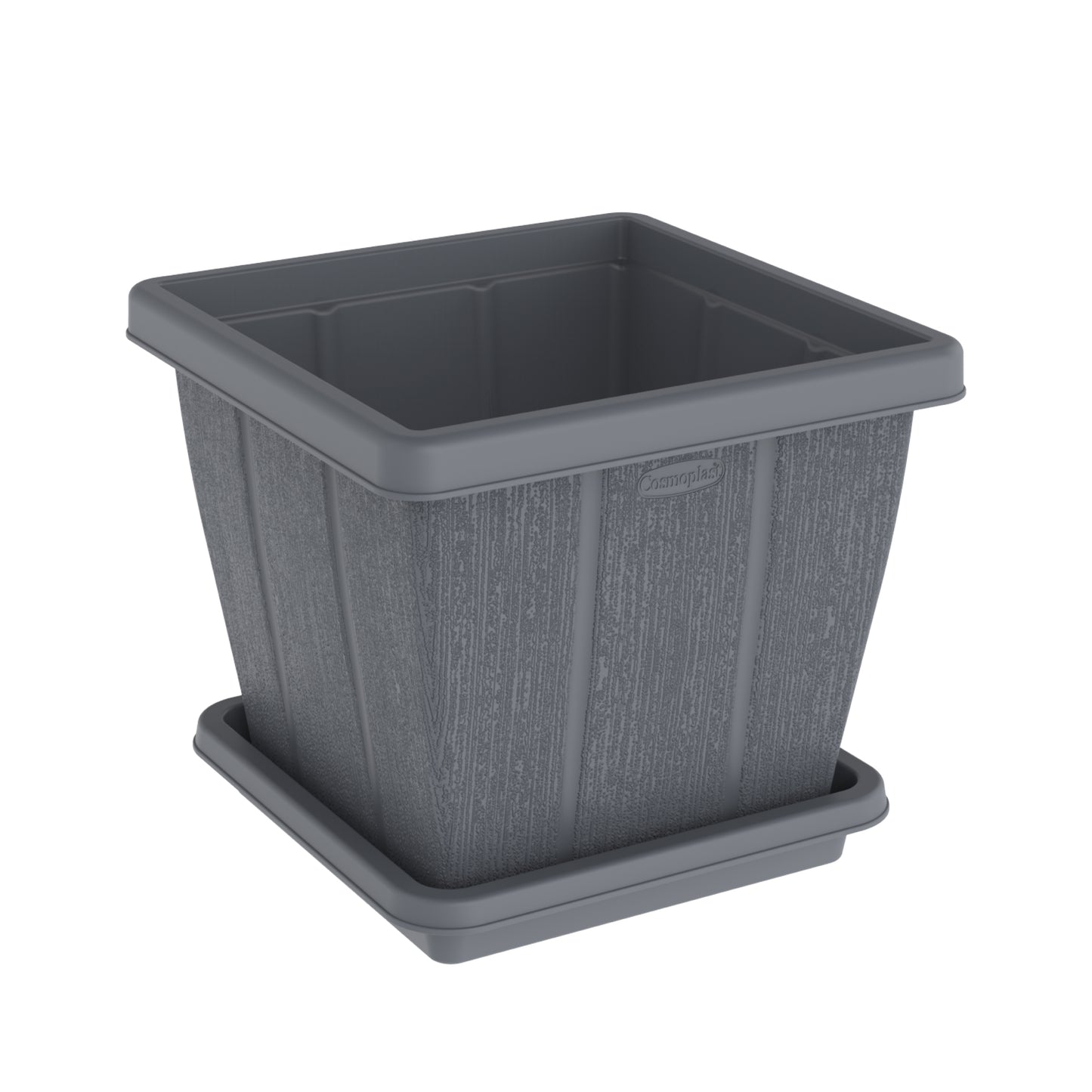Cosmoplast UAE 30L Cedargrain Square Planter with Tray