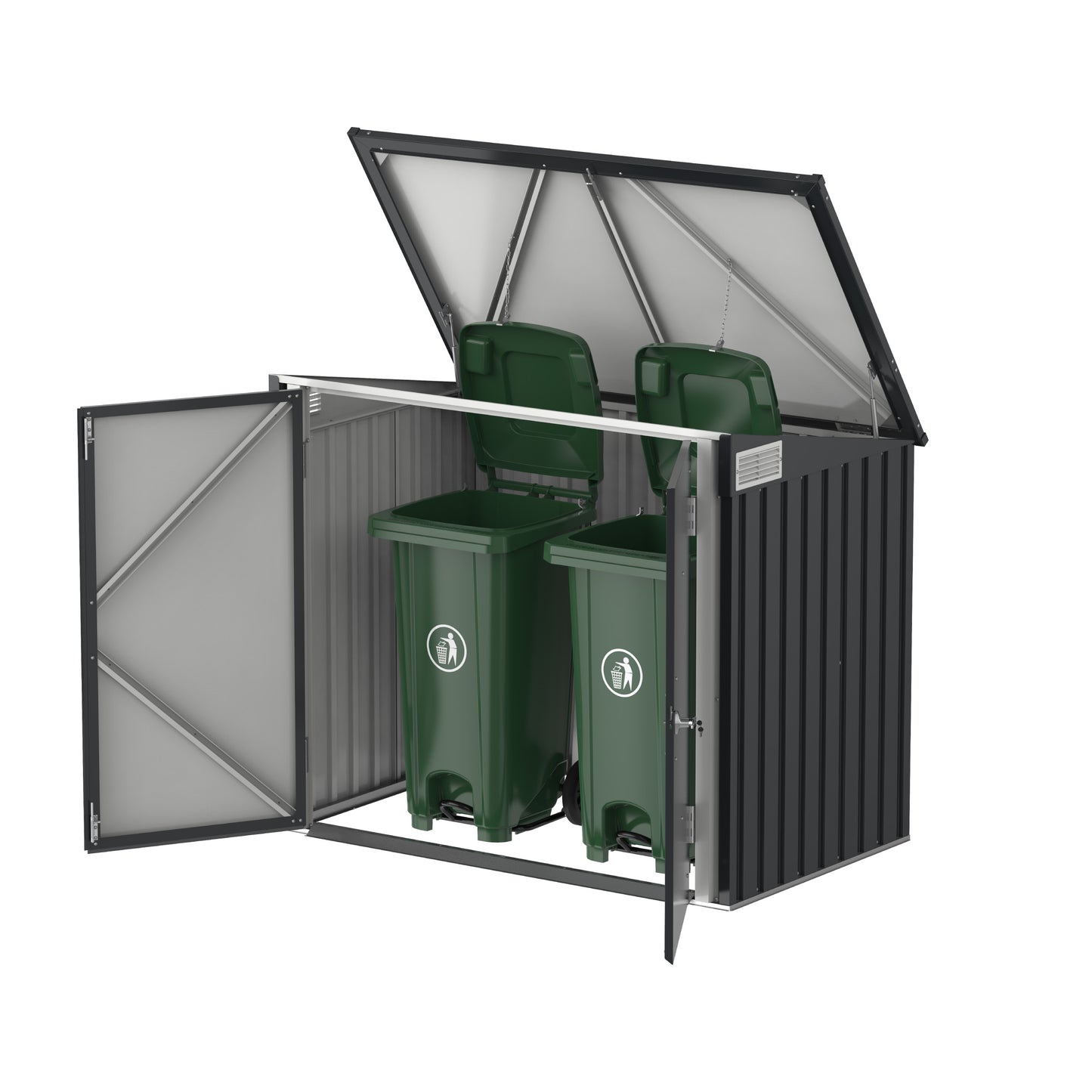 1420L Small Storage Steel Shed with Flat Lid