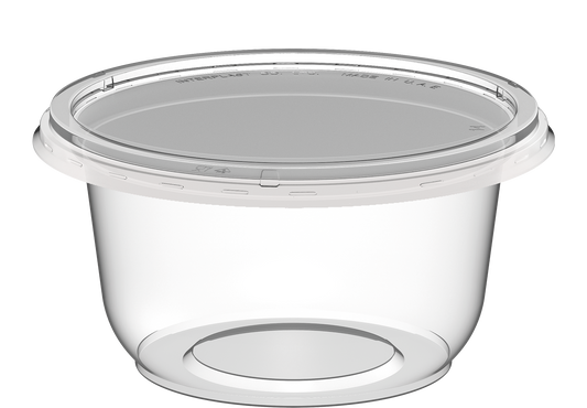 200 ml Pack of 40 IC20 Plastic White Containers with Clear Lids