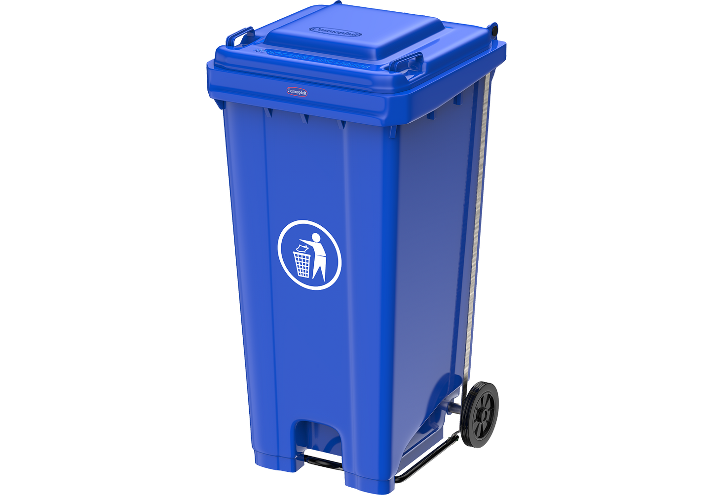 Industrial Waste Bin with Pedal & Wheels Blue
