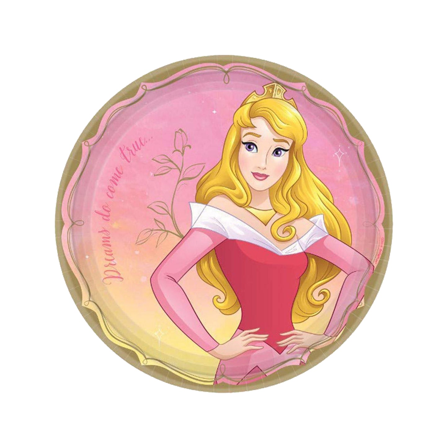 22 cm Princess Aurora Round Paper Plates Pack of 8