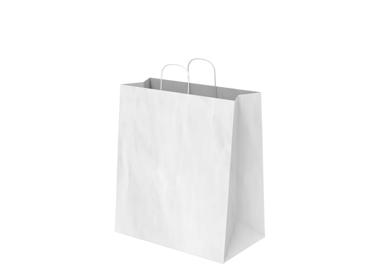Shopping Paper Bags Plain White 31 x 35 x 18 cm - 25 Pcs.