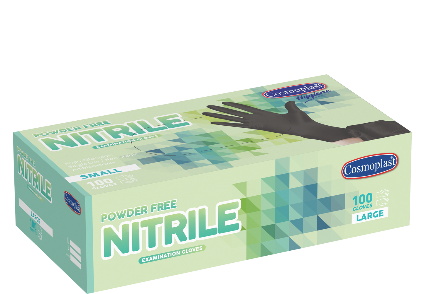 Nitrile Gloves خالي من مسحوق أزرق كبير جدًا - 100 قطعة