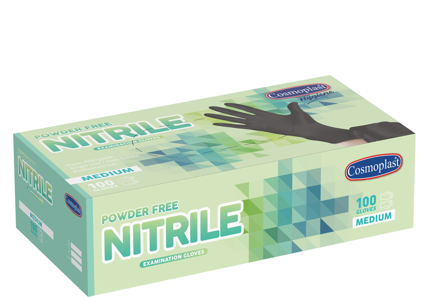 Cosmoplast Hygiene Black Powder-free Nitrile Gloves Medium 100 Pcs