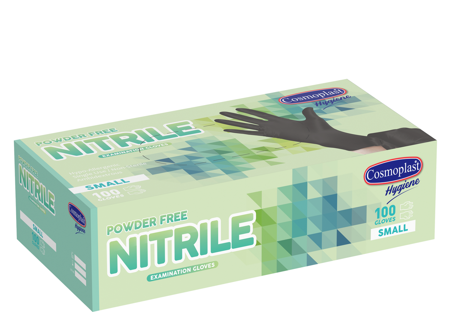 Cosmoplast Hygiene Black Powder-free Nitrile Gloves Small 100 Pcs