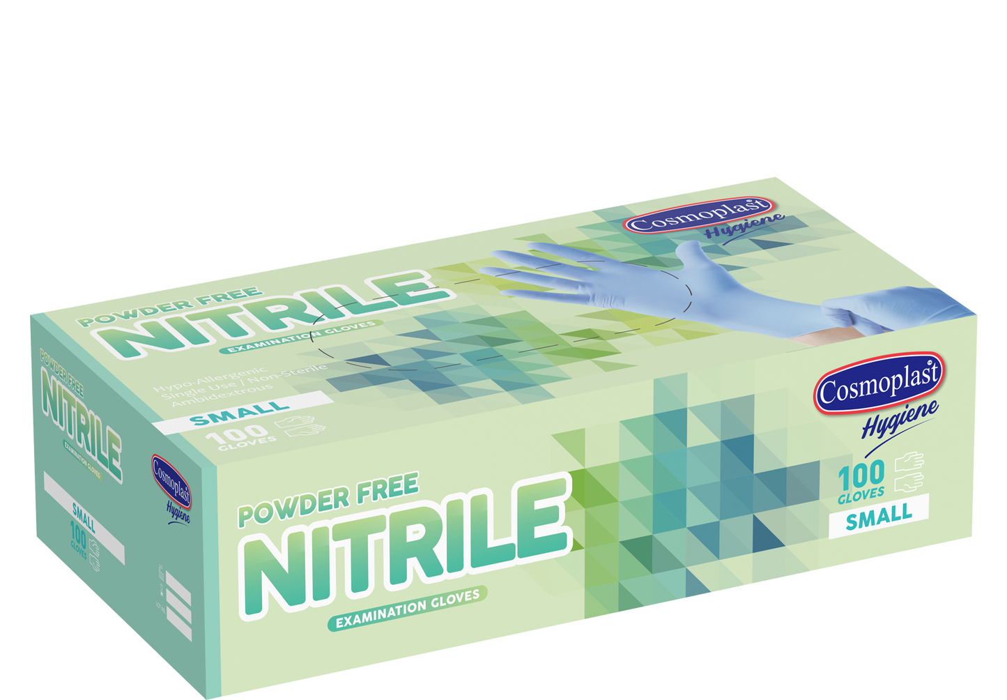 Cosmoplast Hygiene Blue Powder-free Nitrile Gloves Small 100 Pcs