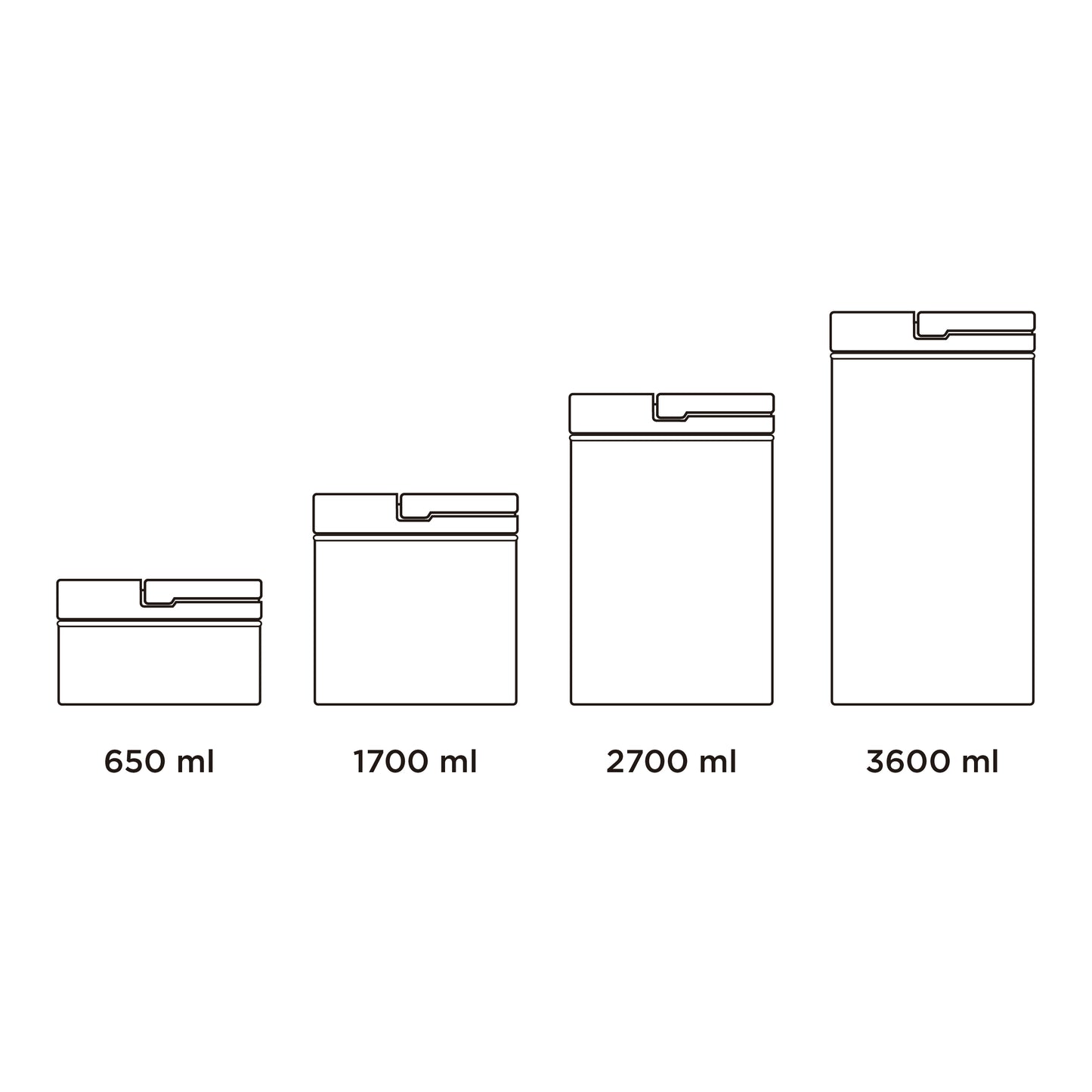 Lock2Go Rectangle Fliplock Canisters 4 Pcs. Set