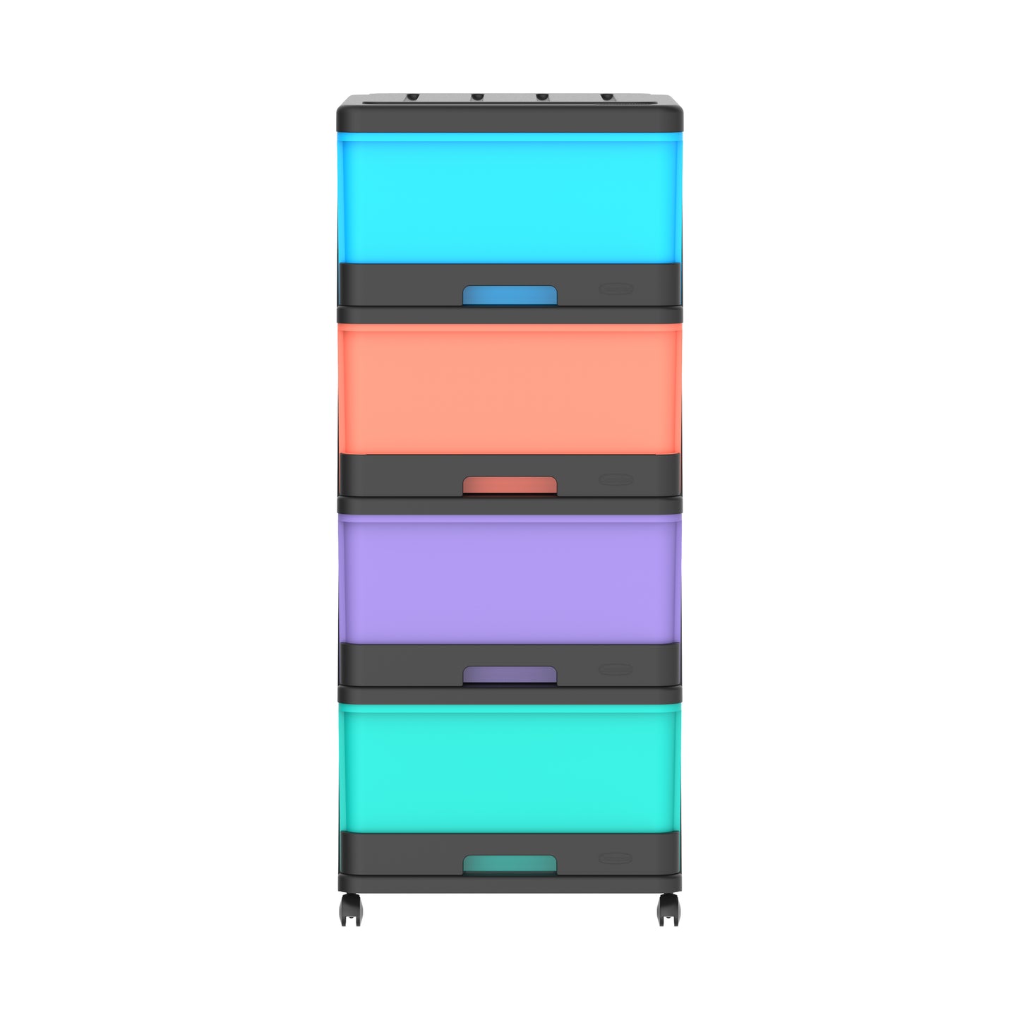 4 Tiers Storage Cabinet with Drawers & Wheels