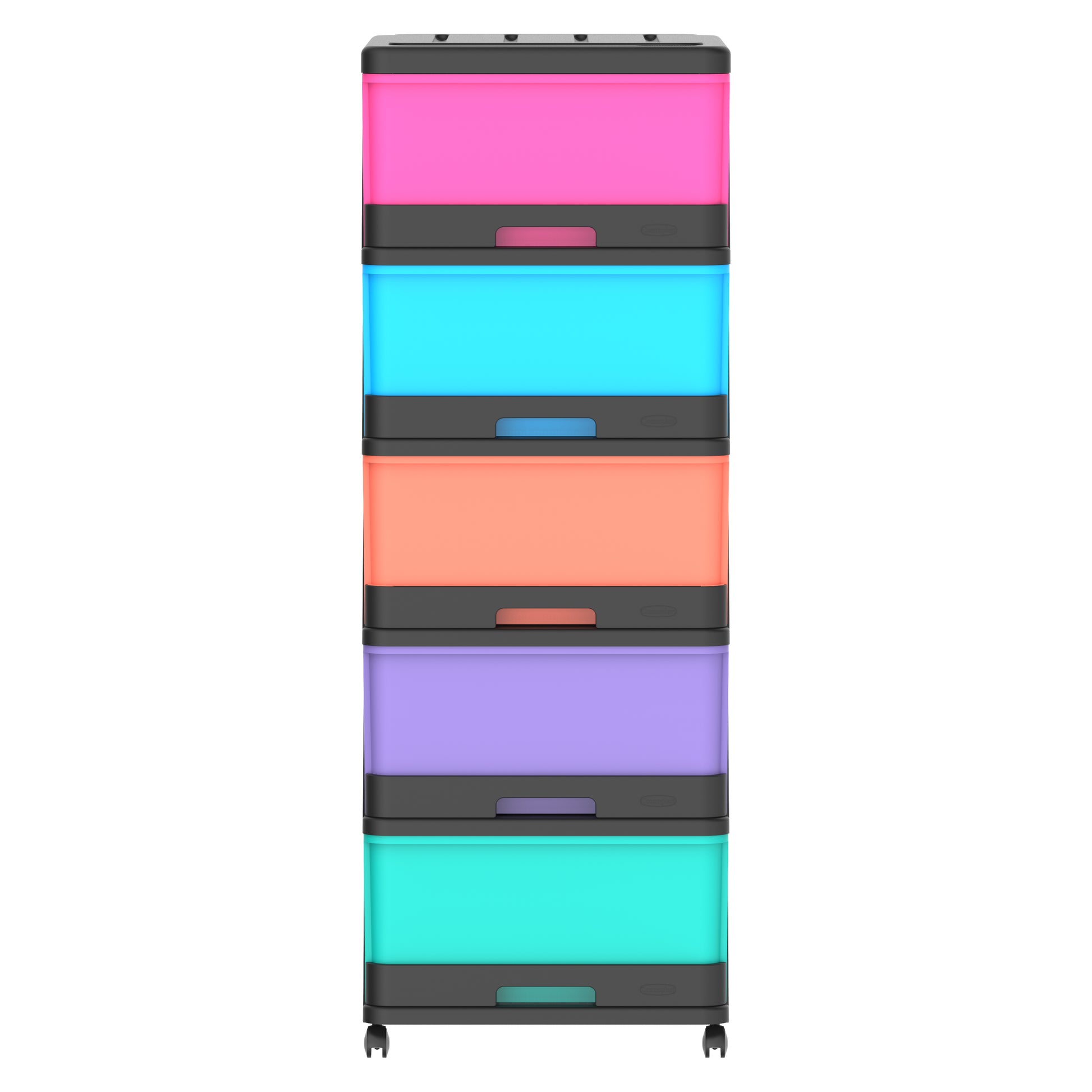 5 Tiers Storage Cabinet with Drawers & Wheels